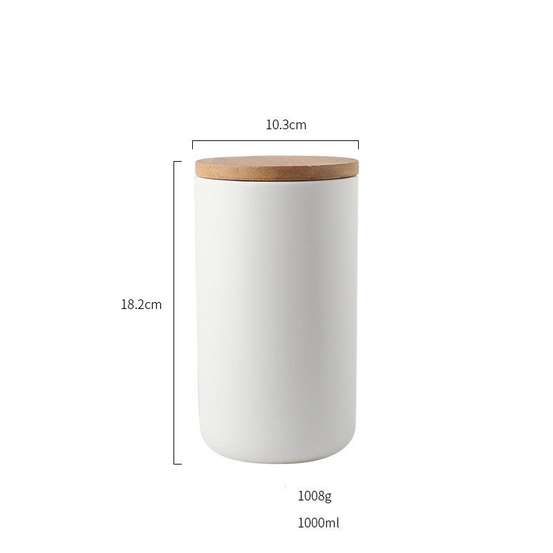 Ceramic Kitchen Storage Jar with Wooden Lid
