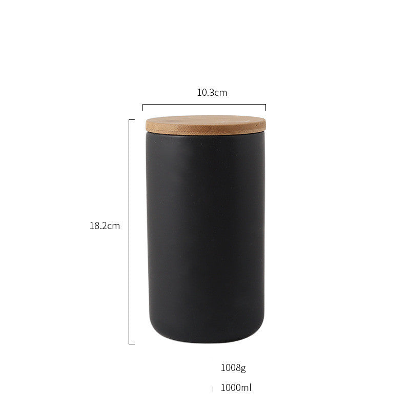 Ceramic Kitchen Storage Jar with Wooden Lid