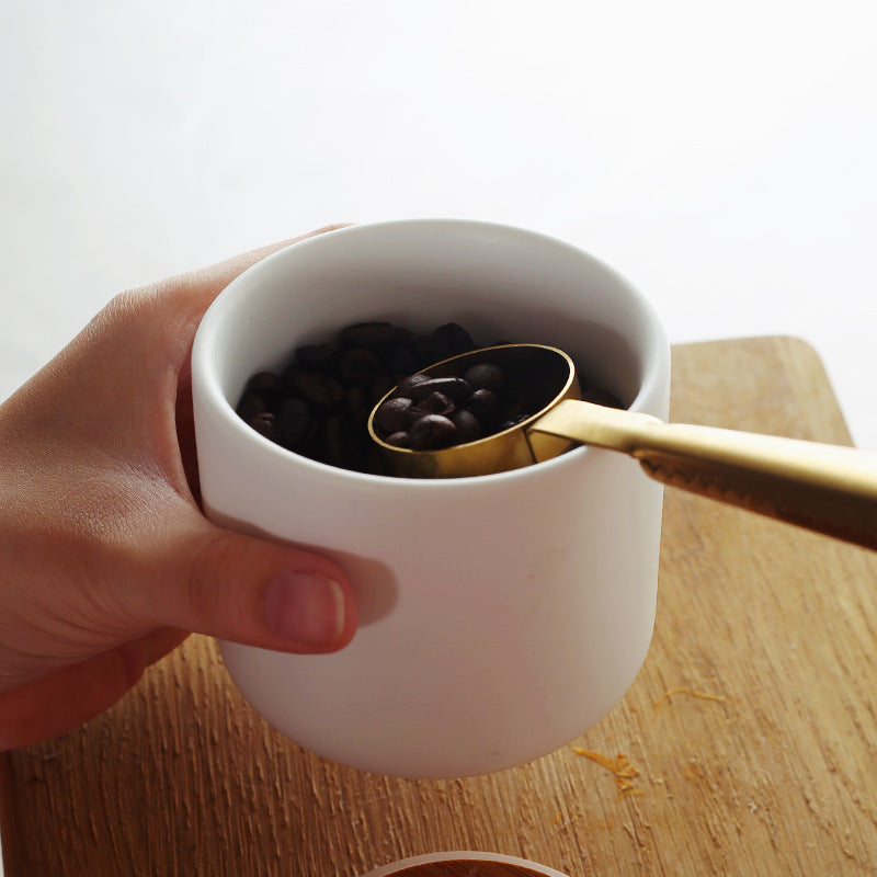 Ceramic Kitchen Storage Jar with Wooden Lid