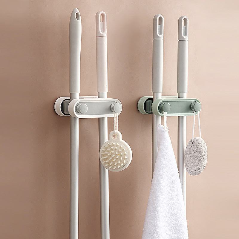 Double-Button Bathroom Mop Clip Hook