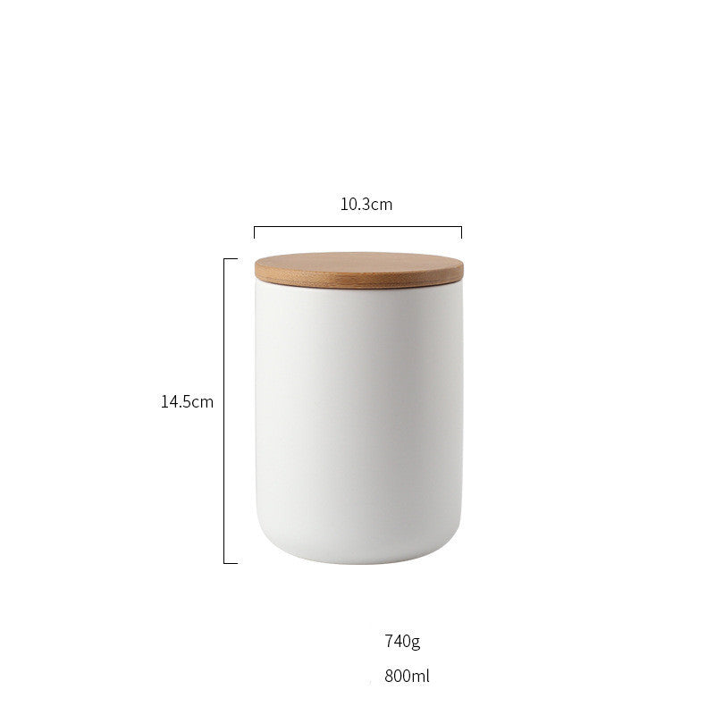 Ceramic Kitchen Storage Jar with Wooden Lid