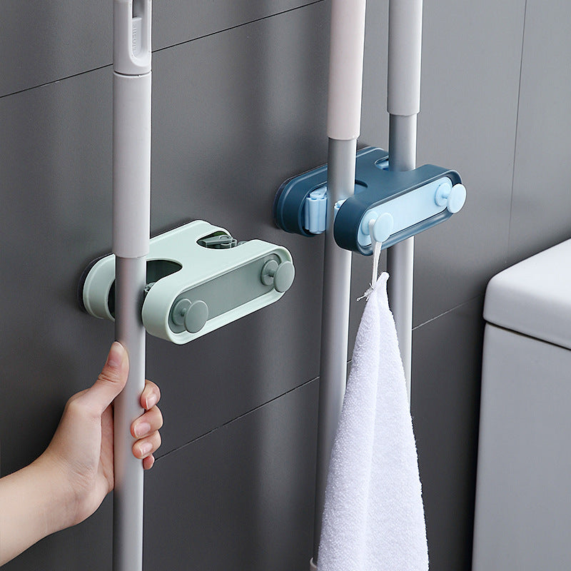 Double-Button Bathroom Mop Clip Hook