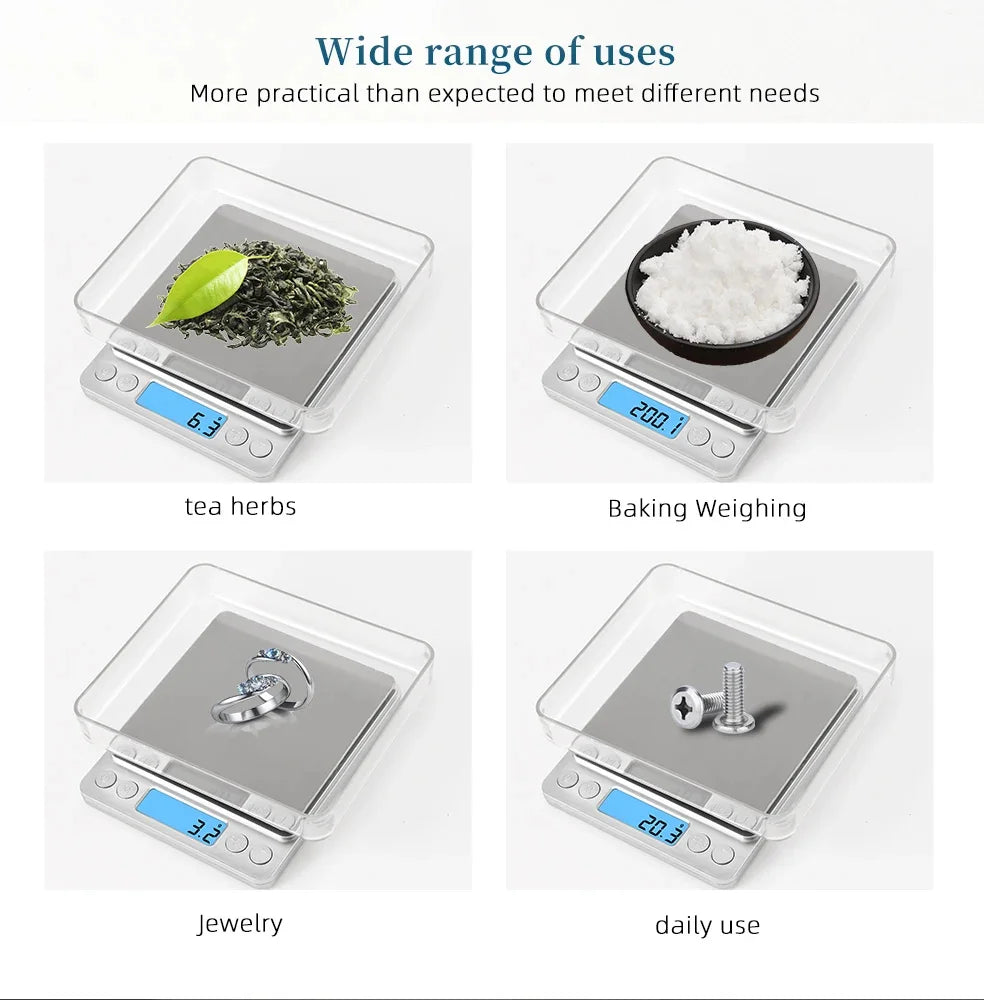 Digital Kitchen Scale, 3kg/0.01g Precision, 500g Calibration Included – Ideal for Cooking and Baking