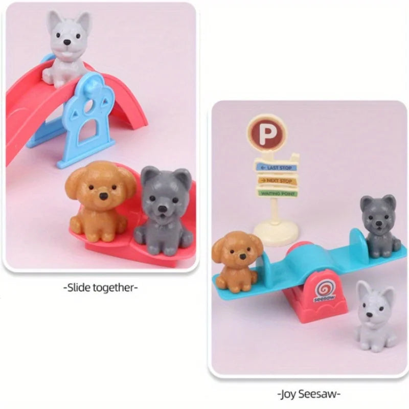 Cute Dog Pet Toy Set with Basket