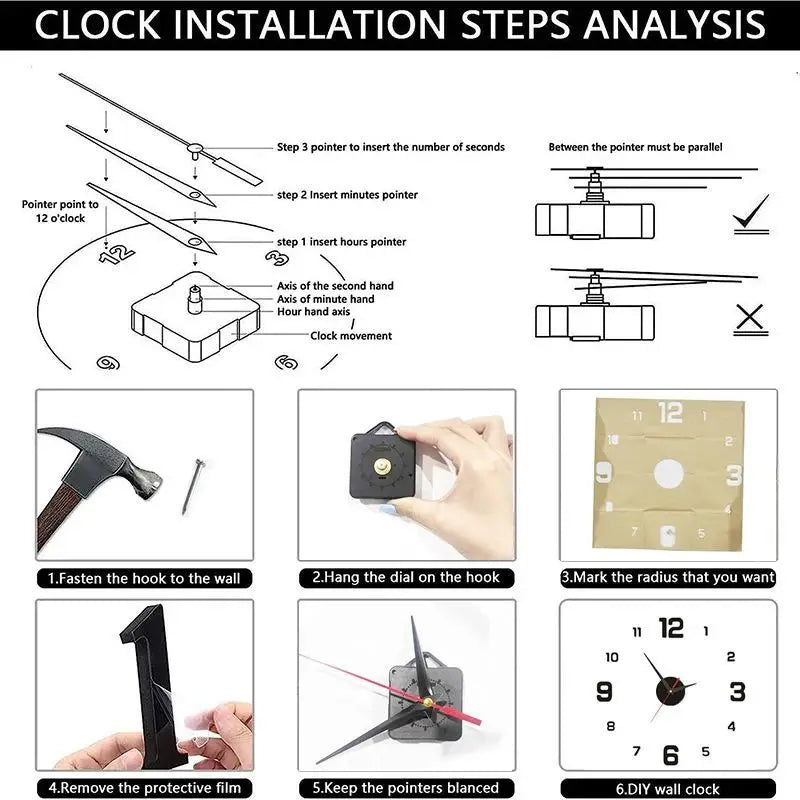 Creative Frameless DIY Wall Clock Wall