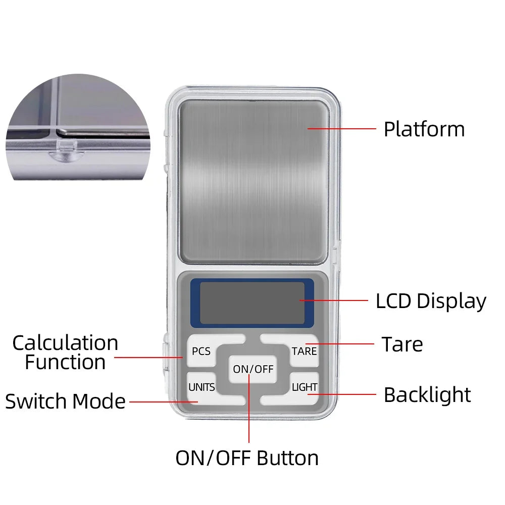 Digital Kitchen Scale, 3kg/0.01g Precision, 500g Calibration Included – Ideal for Cooking and Baking