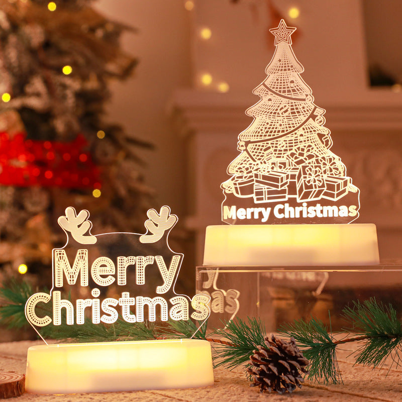 Acrylic 3D Christmas Lamp – LED Night Light for New Year & Valentine’s Day