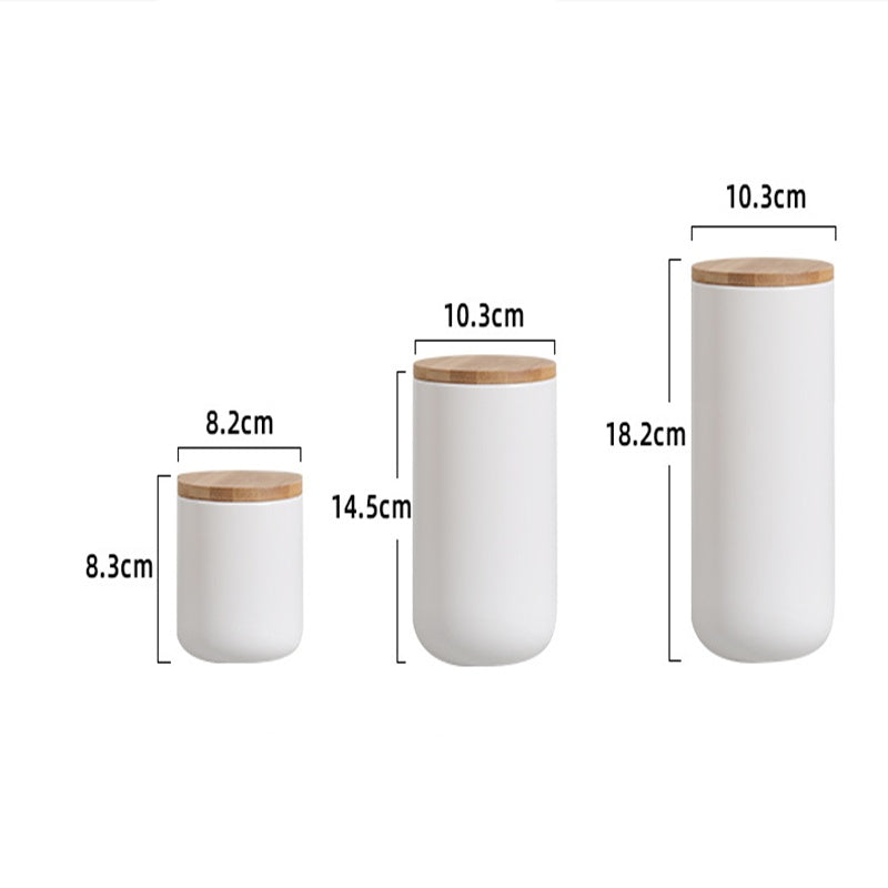 Ceramic Kitchen Storage Jar with Wooden Lid