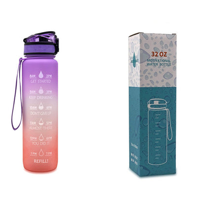 1L Tritan Water Bottle with Time Markers for Hydration Tracking