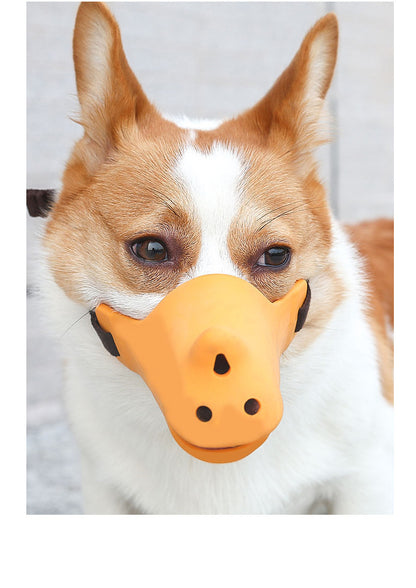 Rhino-Shaped Adjustable Silicone Dog Muzzle
