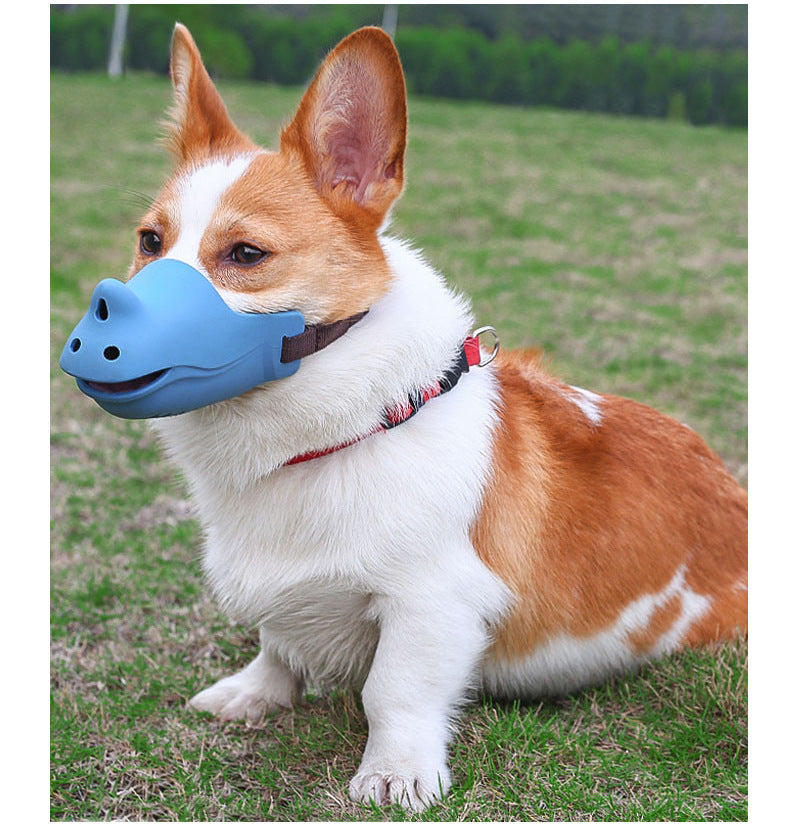 Rhino-Shaped Adjustable Silicone Dog Muzzle