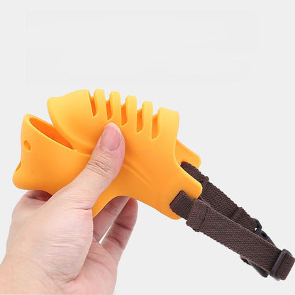 Rhino-Shaped Adjustable Silicone Dog Muzzle