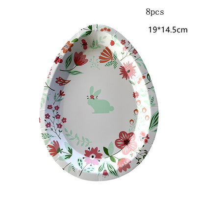 Easter Party Supplies Set – Bunny Paper Plates, Cups, and Egg Decorations