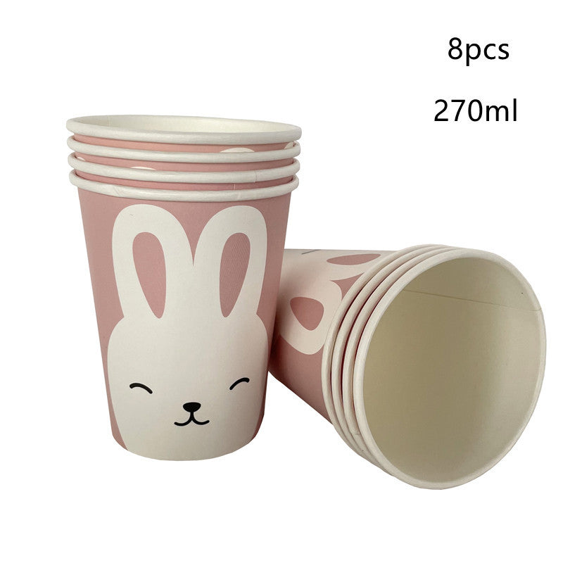 Easter Party Supplies Set – Bunny Paper Plates, Cups, and Egg Decorations