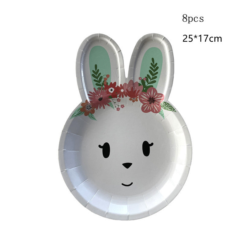 Easter Party Supplies Set – Bunny Paper Plates, Cups, and Egg Decorations