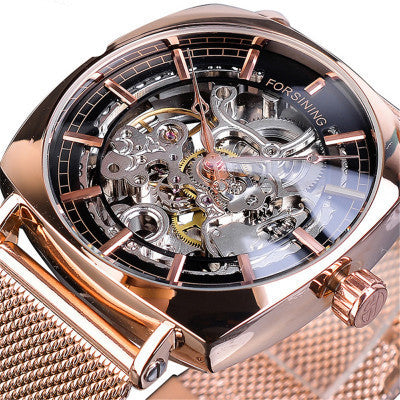 Men's Fashion Mesh Belt Automatic Mechanical Watch