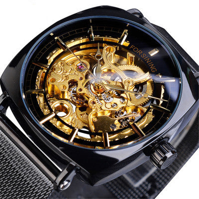 Men's Fashion Mesh Belt Automatic Mechanical Watch
