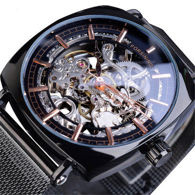 Men's Fashion Mesh Belt Automatic Mechanical Watch