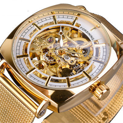 Men's Fashion Mesh Belt Automatic Mechanical Watch