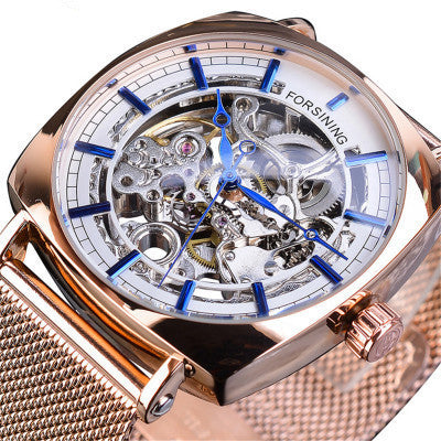 Men's Fashion Mesh Belt Automatic Mechanical Watch