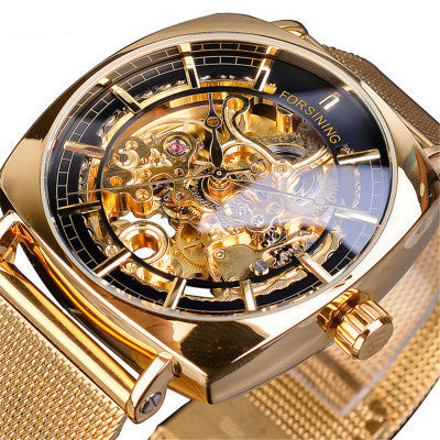 Men's Fashion Mesh Belt Automatic Mechanical Watch