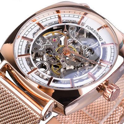 Men's Fashion Mesh Belt Automatic Mechanical Watch