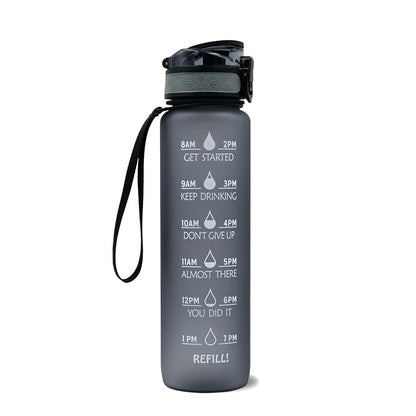 1L Tritan Water Bottle with Time Markers for Hydration Tracking