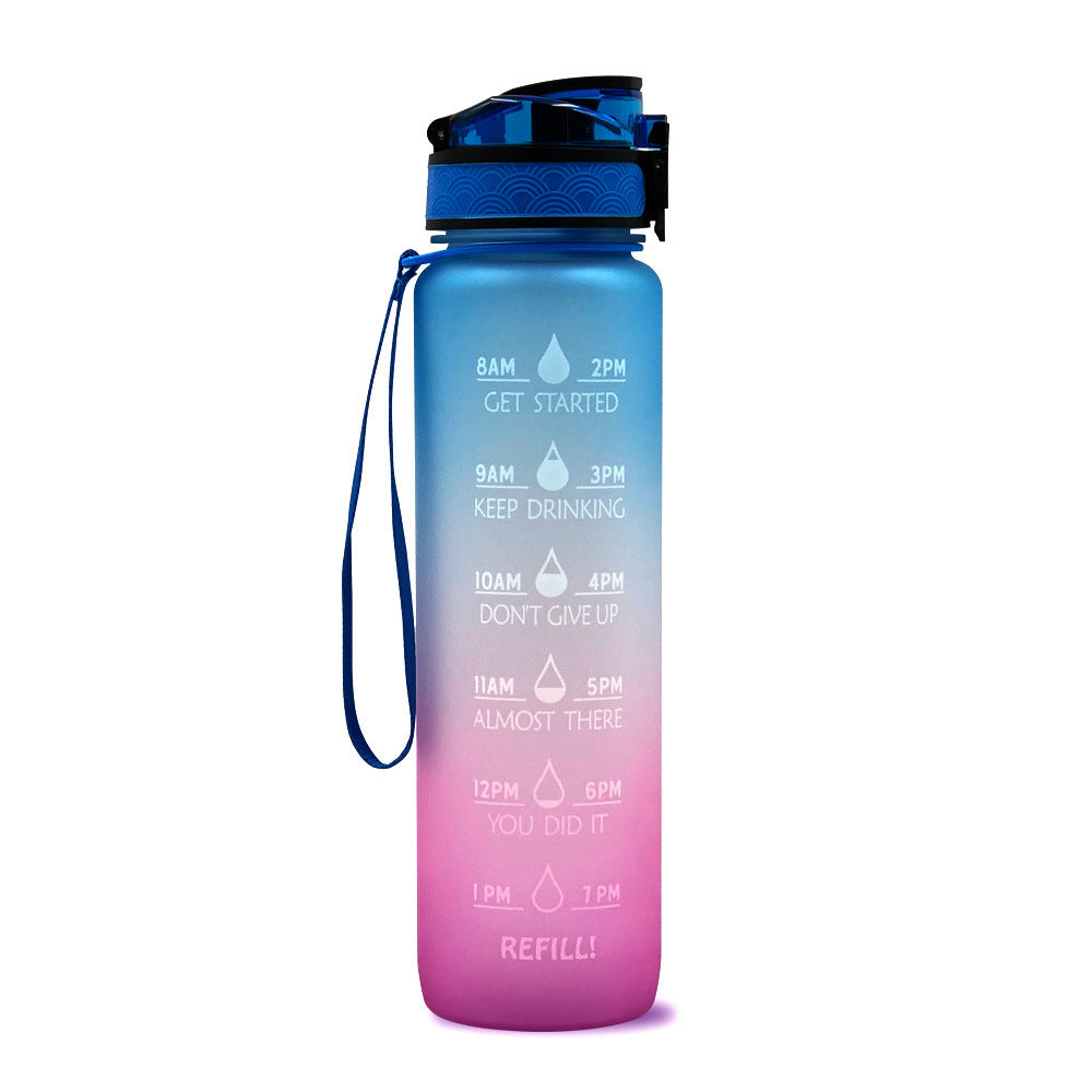 1L Tritan Water Bottle with Time Markers for Hydration Tracking