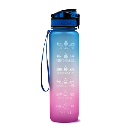 1L Tritan Water Bottle with Time Markers for Hydration Tracking