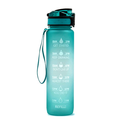 1L Tritan Water Bottle with Time Markers for Hydration Tracking