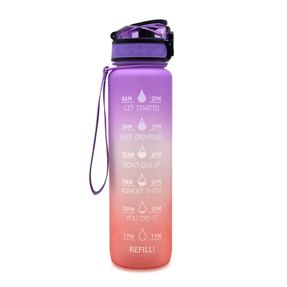 1L Tritan Water Bottle with Time Markers for Hydration Tracking