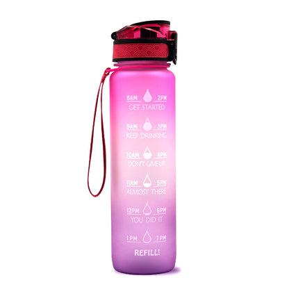 1L Tritan Water Bottle with Time Markers for Hydration Tracking