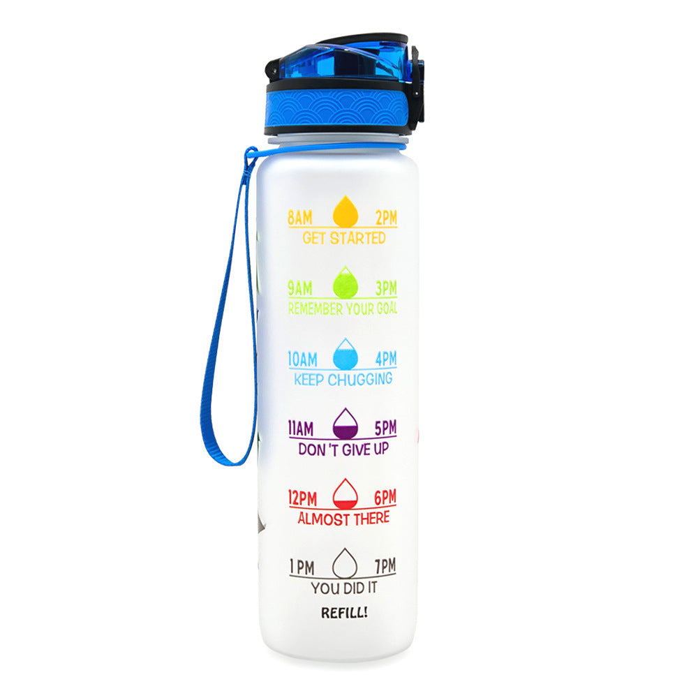 1L Tritan Water Bottle with Time Markers for Hydration Tracking