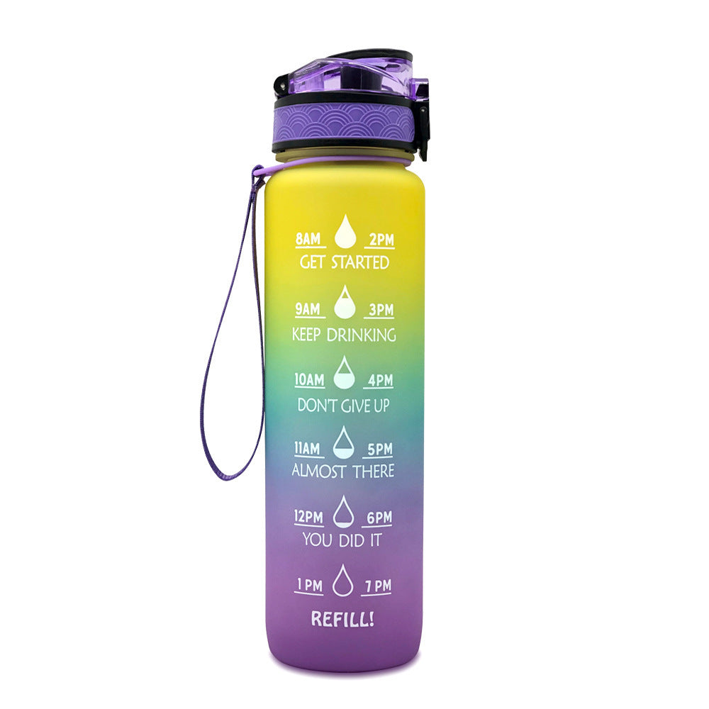 1L Tritan Water Bottle with Time Markers for Hydration Tracking