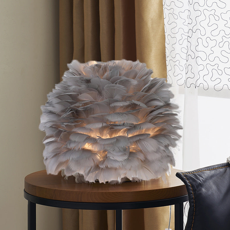 Feather Table Lamp for Bedroom & Bedside