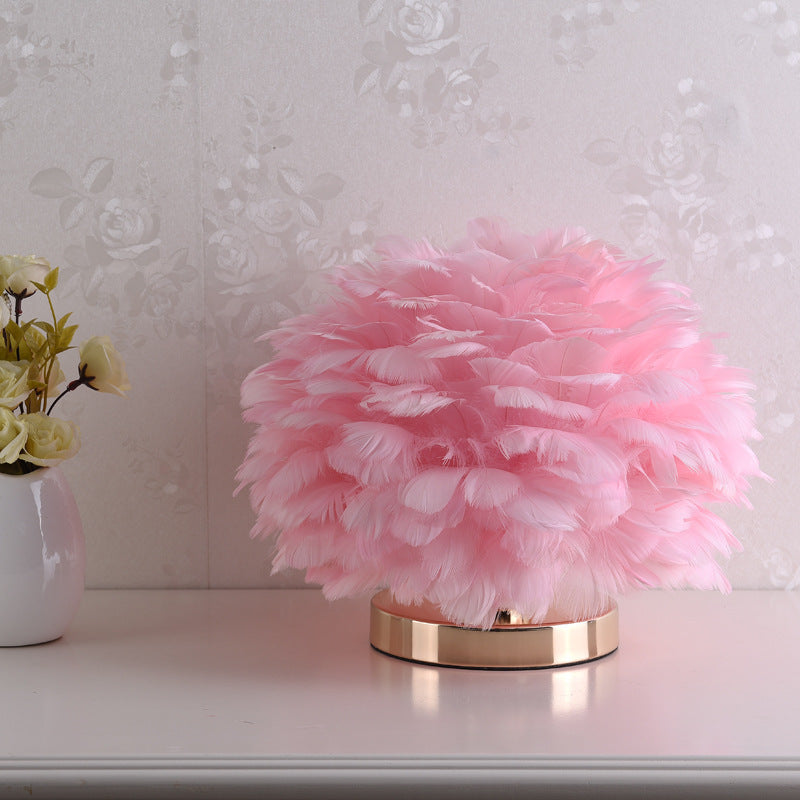 Feather Table Lamp for Bedroom & Bedside
