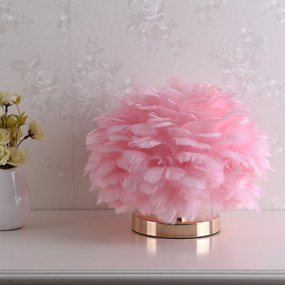 Feather Table Lamp for Bedroom & Bedside