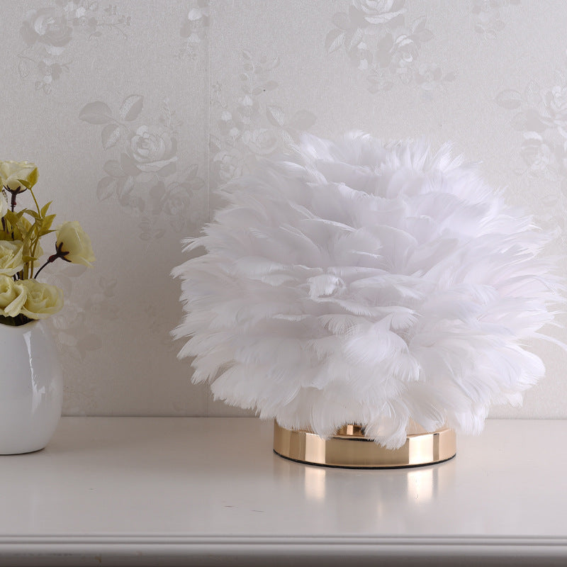 Feather Table Lamp for Bedroom & Bedside