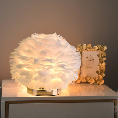 Feather Table Lamp for Bedroom & Bedside