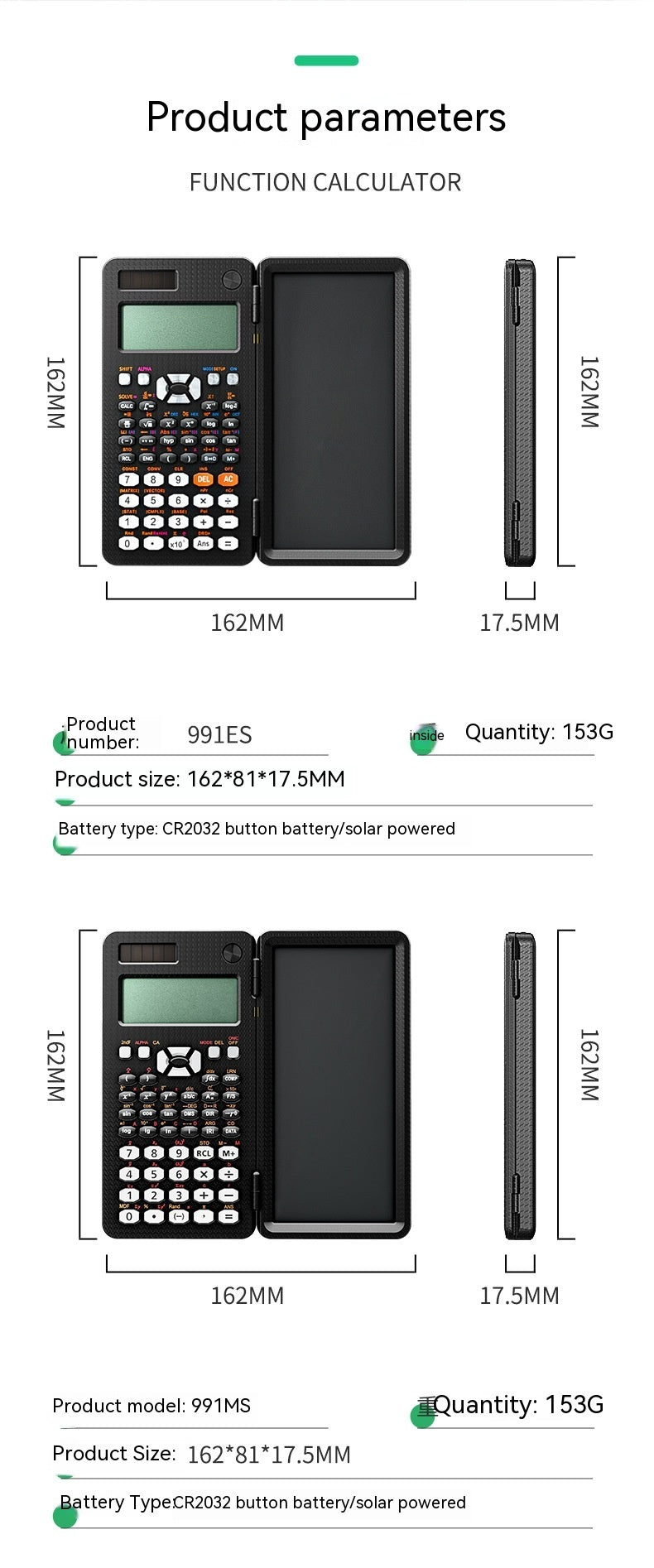 2-in-1 Foldable Scientific Calculator with Handwriting Tablet