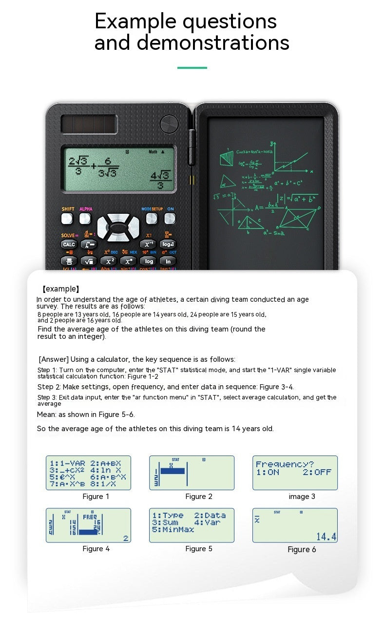 2-in-1 Foldable Scientific Calculator with Handwriting Tablet