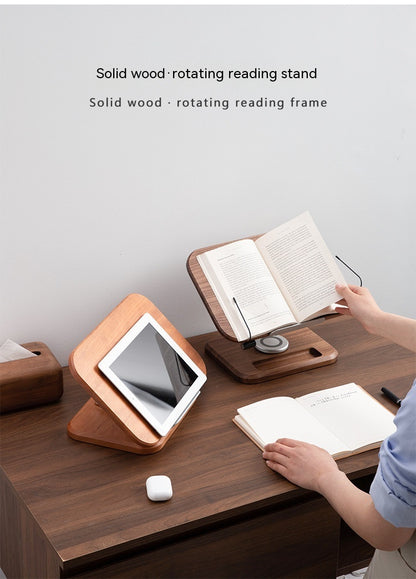 Adjustable Black Walnut Reading Rack & Rotating iPad and book Holder