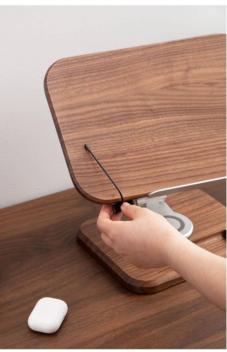 Adjustable Black Walnut Reading Rack & Rotating iPad and book Holder