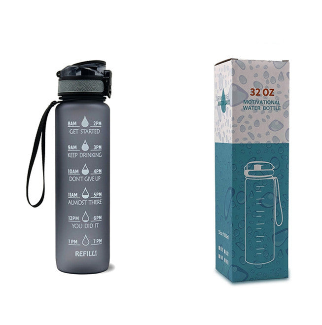 1L Tritan Water Bottle with Time Markers for Hydration Tracking