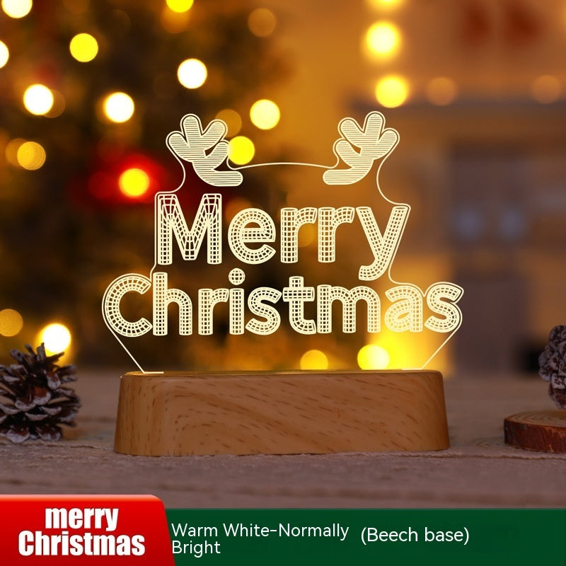 Acrylic 3D Christmas Lamp – LED Night Light for New Year & Valentine’s Day