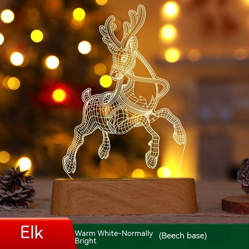 Acrylic 3D Christmas Lamp – LED Night Light for New Year & Valentine’s Day