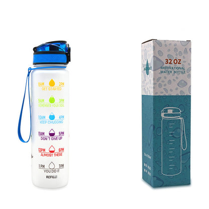 1L Tritan Water Bottle with Time Markers for Hydration Tracking