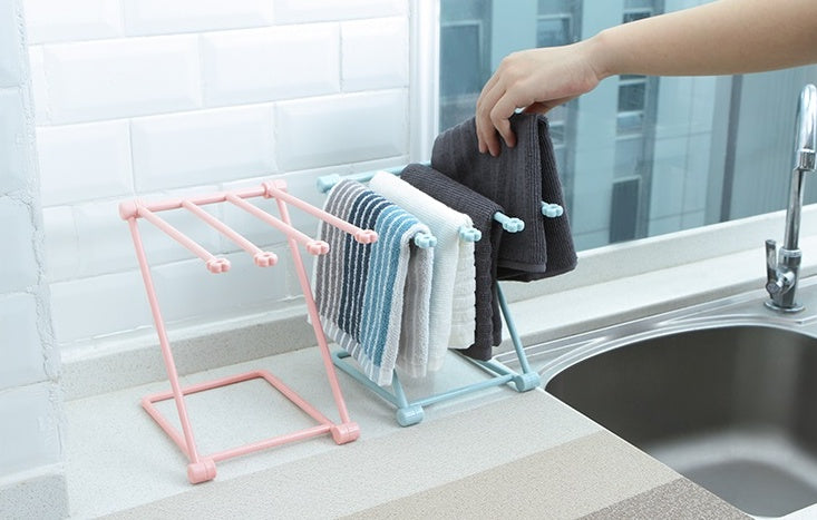 Foldable Kitchen Dishcloth Shelf & Gadget Organizer