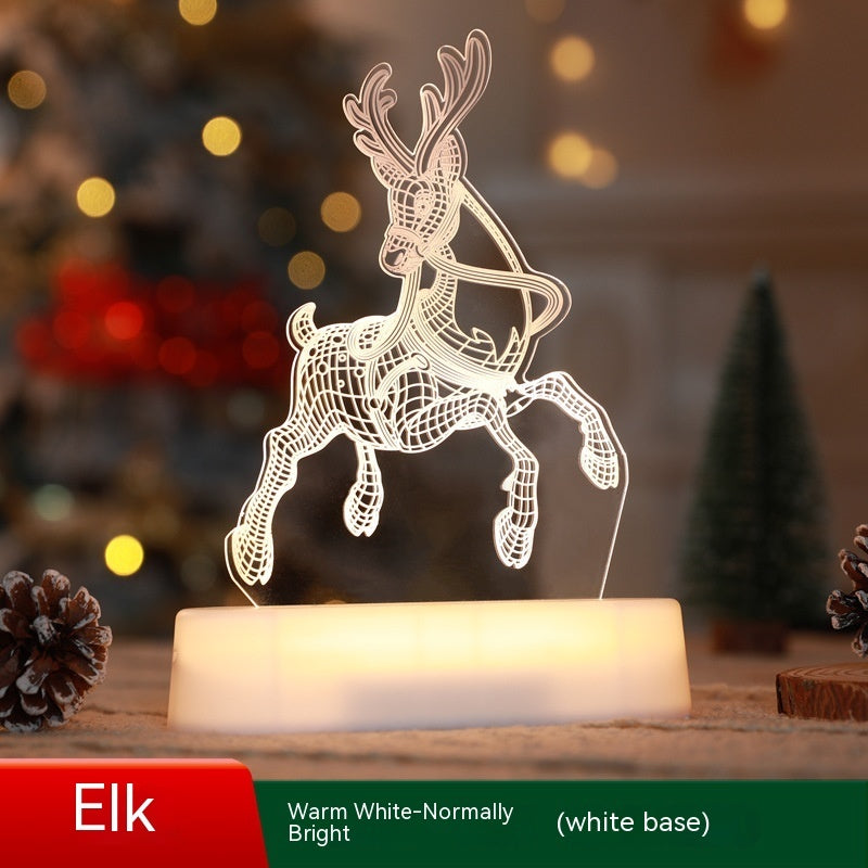 Acrylic 3D Christmas Lamp – LED Night Light for New Year & Valentine’s Day