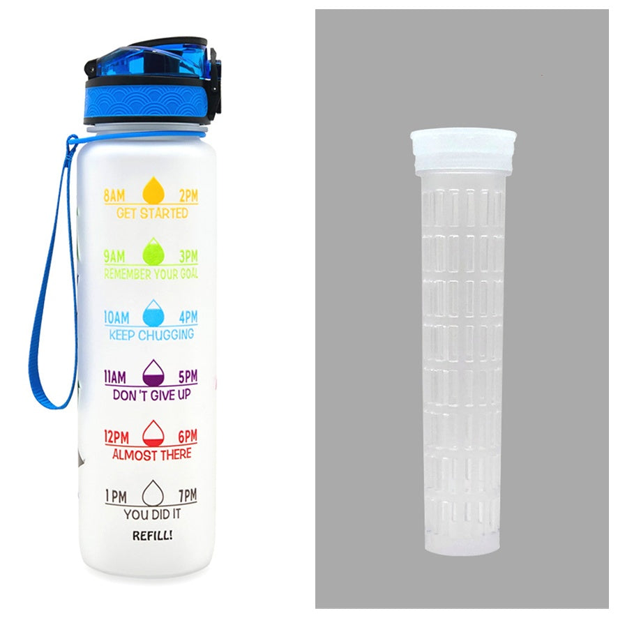 1L Tritan Water Bottle with Time Markers for Hydration Tracking